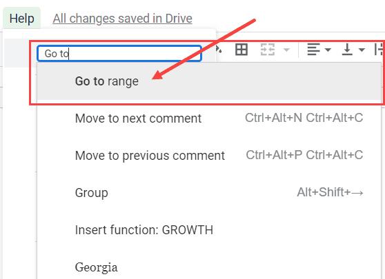Cách di chuyển đến một ô hoặc một hàng cụ thể trong Google Sheets